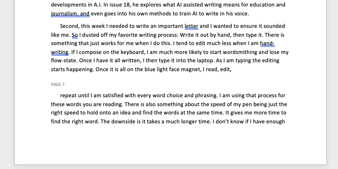 The handwritten pages transcribed by AI.